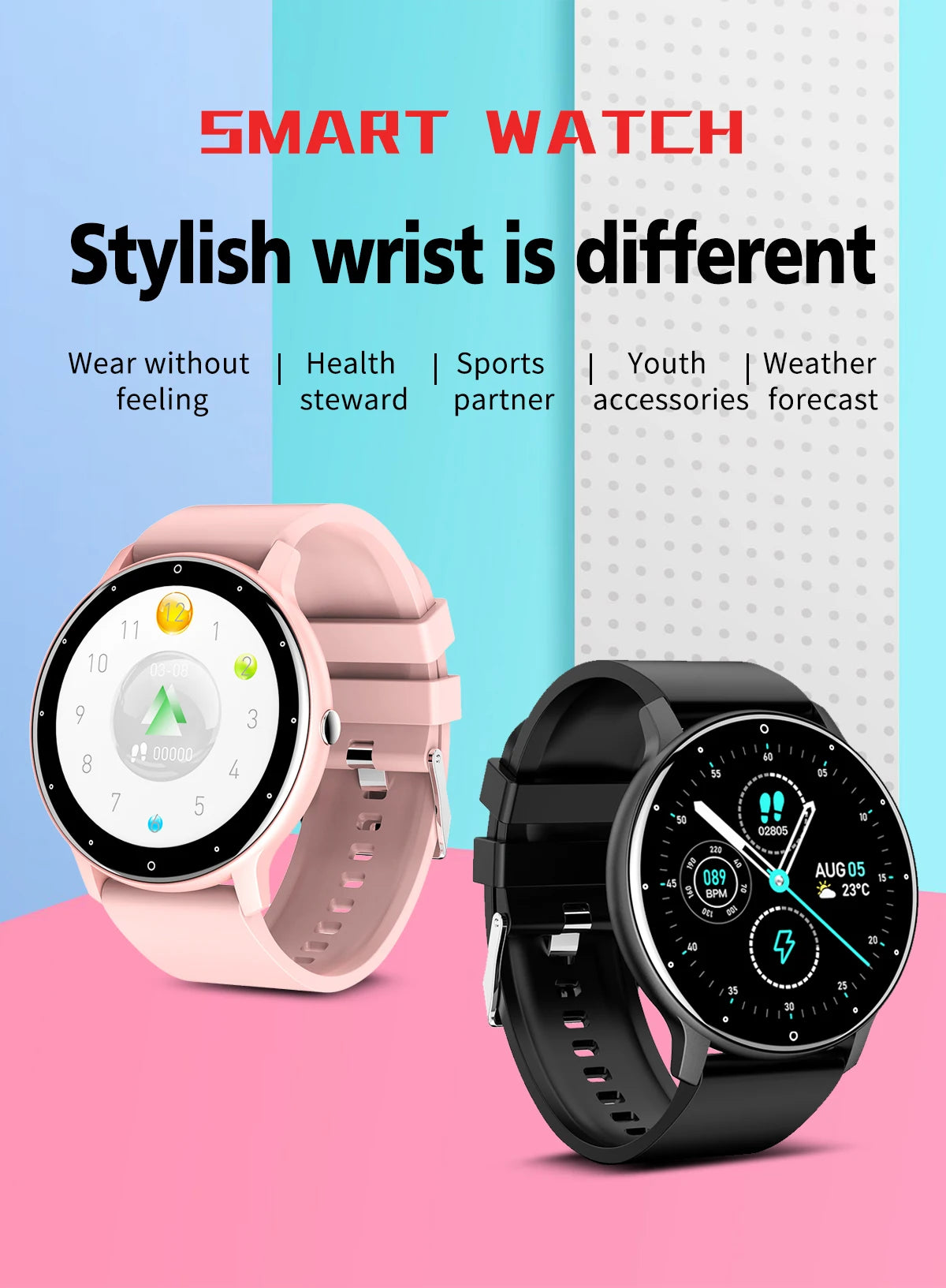 Smartwatch LIGE 2026 Unisex | Monitor Cardíaco, Oxígeno y Presión Arterial | Resistente al Agua IP67 | Android e iOS