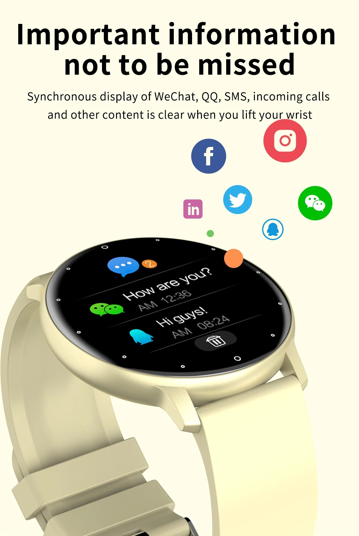 Smartwatch LIGE 2026 Unisex | Monitor Cardíaco, Oxígeno y Presión Arterial | Resistente al Agua IP67 | Android e iOS