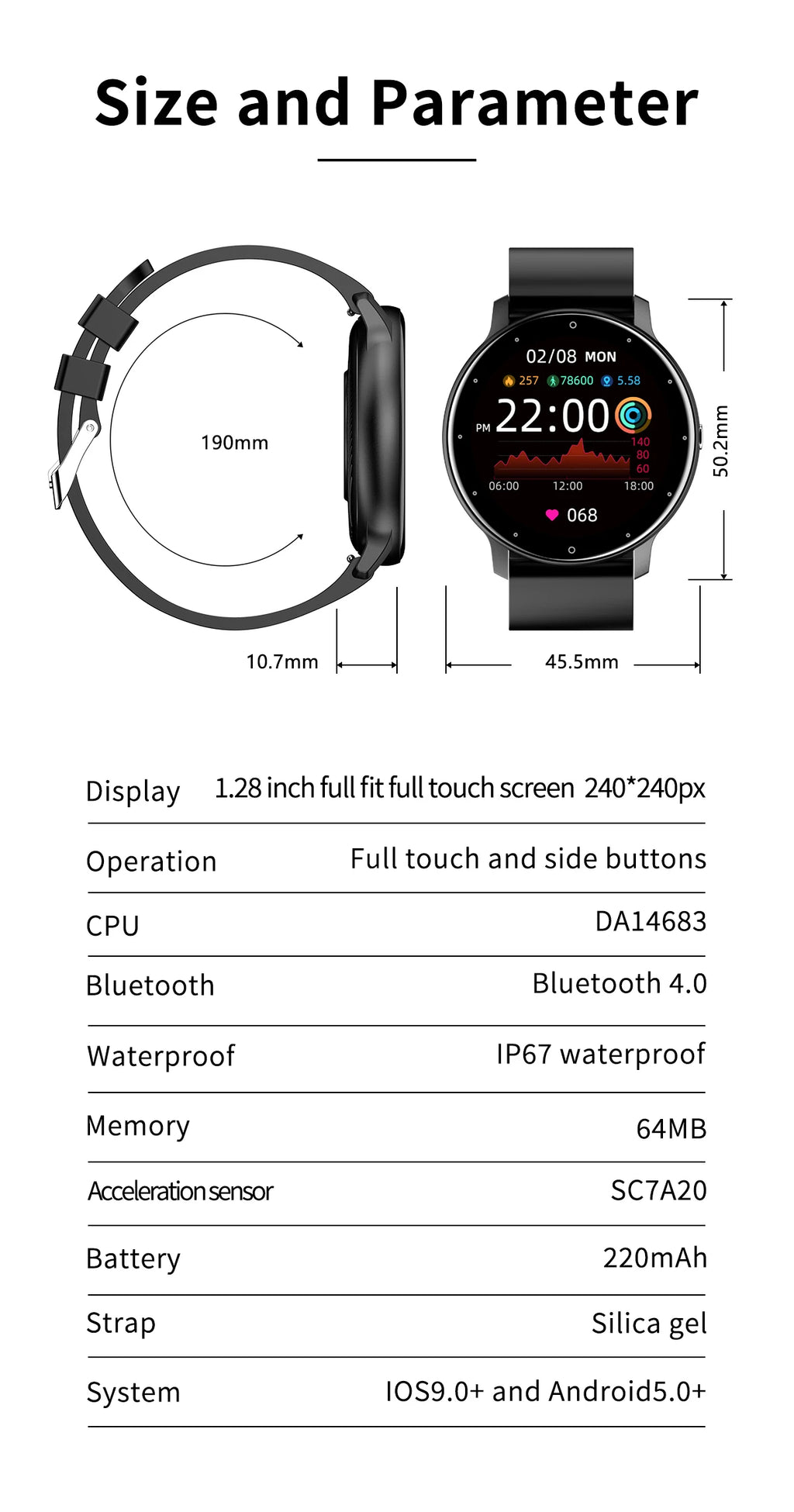 Smartwatch LIGE 2026 Unisex | Monitor Cardíaco, Oxígeno y Presión Arterial | Resistente al Agua IP67 | Android e iOS