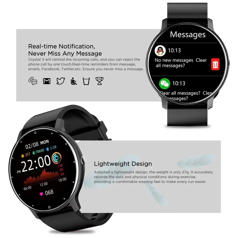 Smartwatch LIGE 2026 Unisex | Monitor Cardíaco, Oxígeno y Presión Arterial | Resistente al Agua IP67 | Android e iOS