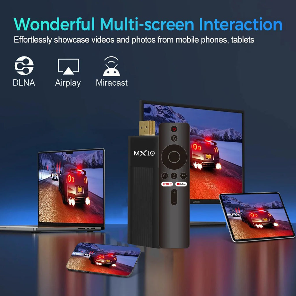 TV Stick Android 4K Ultra HD MX10-F3 | Quad Core H313 | WiFi Dual Banda 2.4/5G | 2GB RAM 16GB ROM