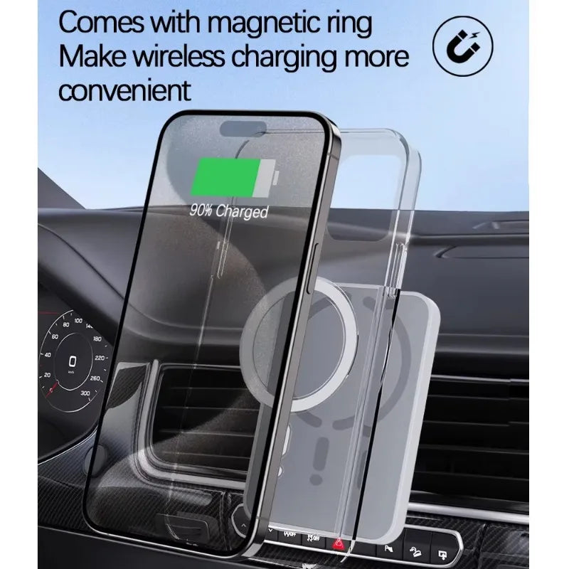 Cargador Inalámbrico Magnético para Coche | Soporte para Rejilla | 15W | Compatible iPhone 12-17 y Android