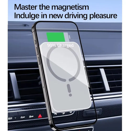 Cargador Inalámbrico Magnético para Coche | Soporte para Rejilla | 15W | Compatible iPhone 12-17 y Android