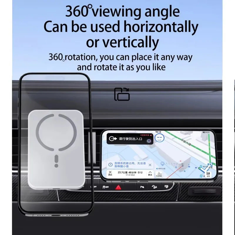 Cargador Inalámbrico Magnético para Coche | Soporte para Rejilla | 15W | Compatible iPhone 12-17 y Android
