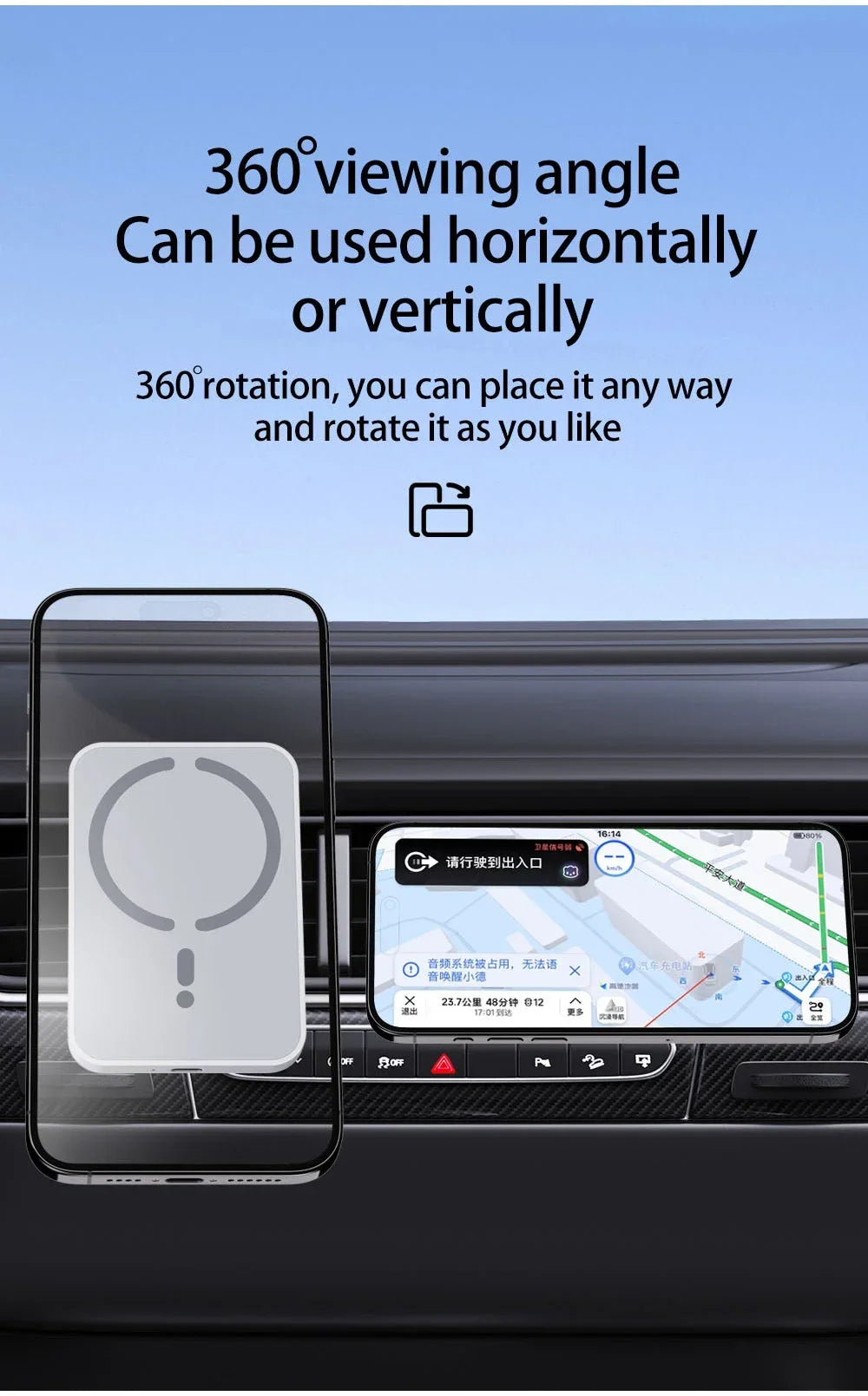 Cargador Inalámbrico Magnético para Coche | Soporte para Rejilla | 15W | Compatible iPhone 12-17 y Android