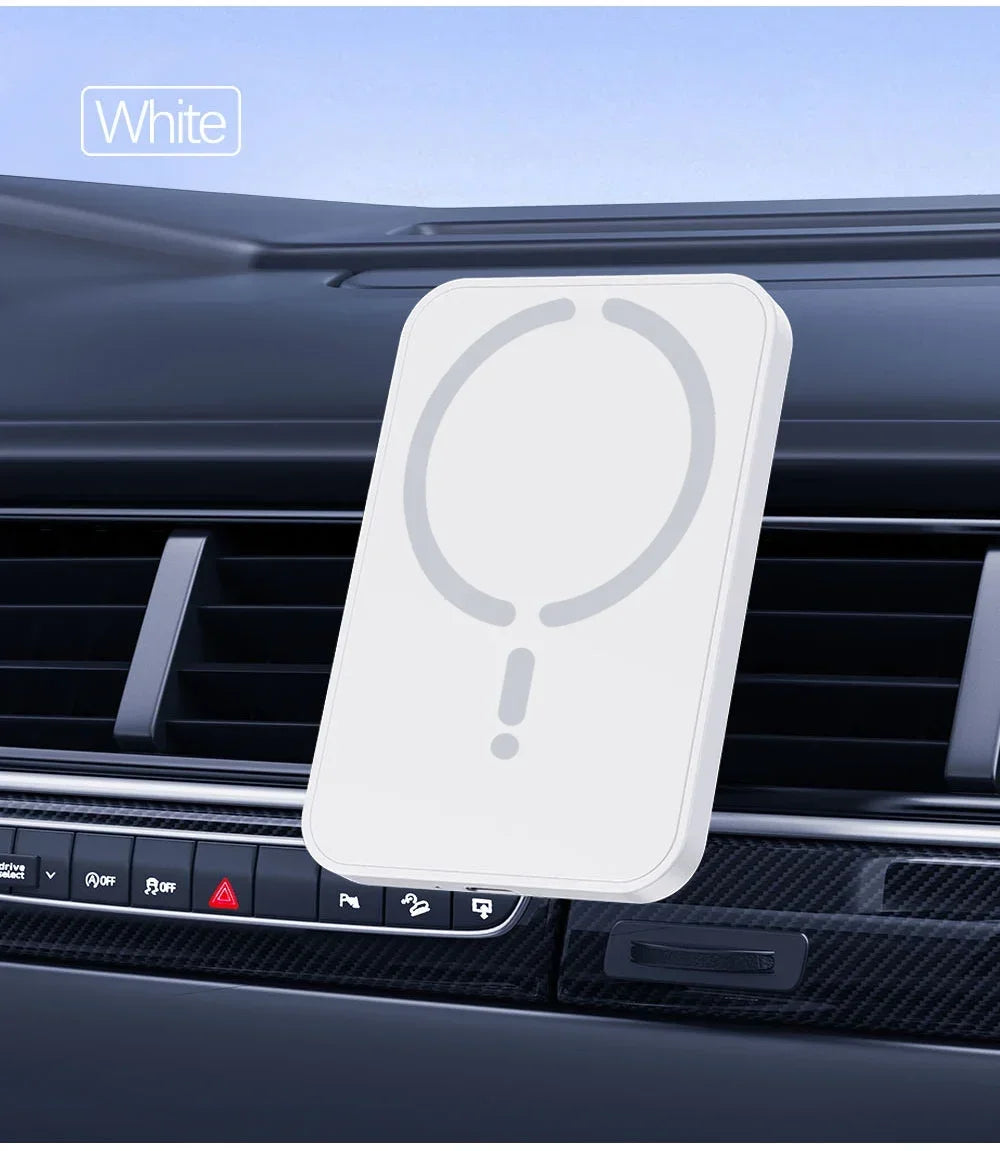 Cargador Inalámbrico Magnético para Coche | Soporte para Rejilla | 15W | Compatible iPhone 12-17 y Android