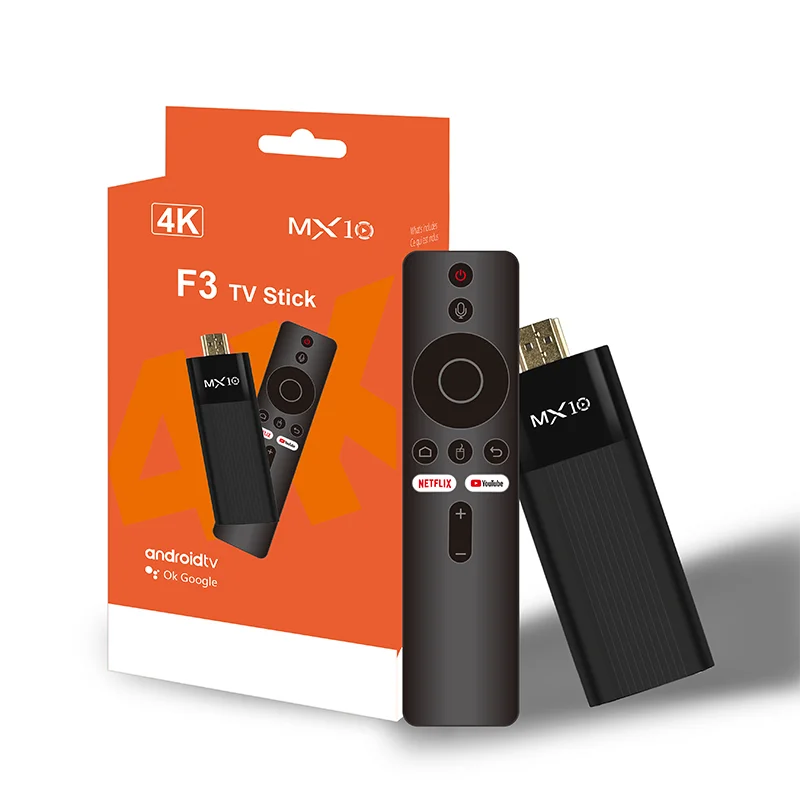 TV Stick Android 4K Ultra HD MX10-F3 | Quad Core H313 | WiFi Dual Banda 2.4/5G | 2GB RAM 16GB ROM