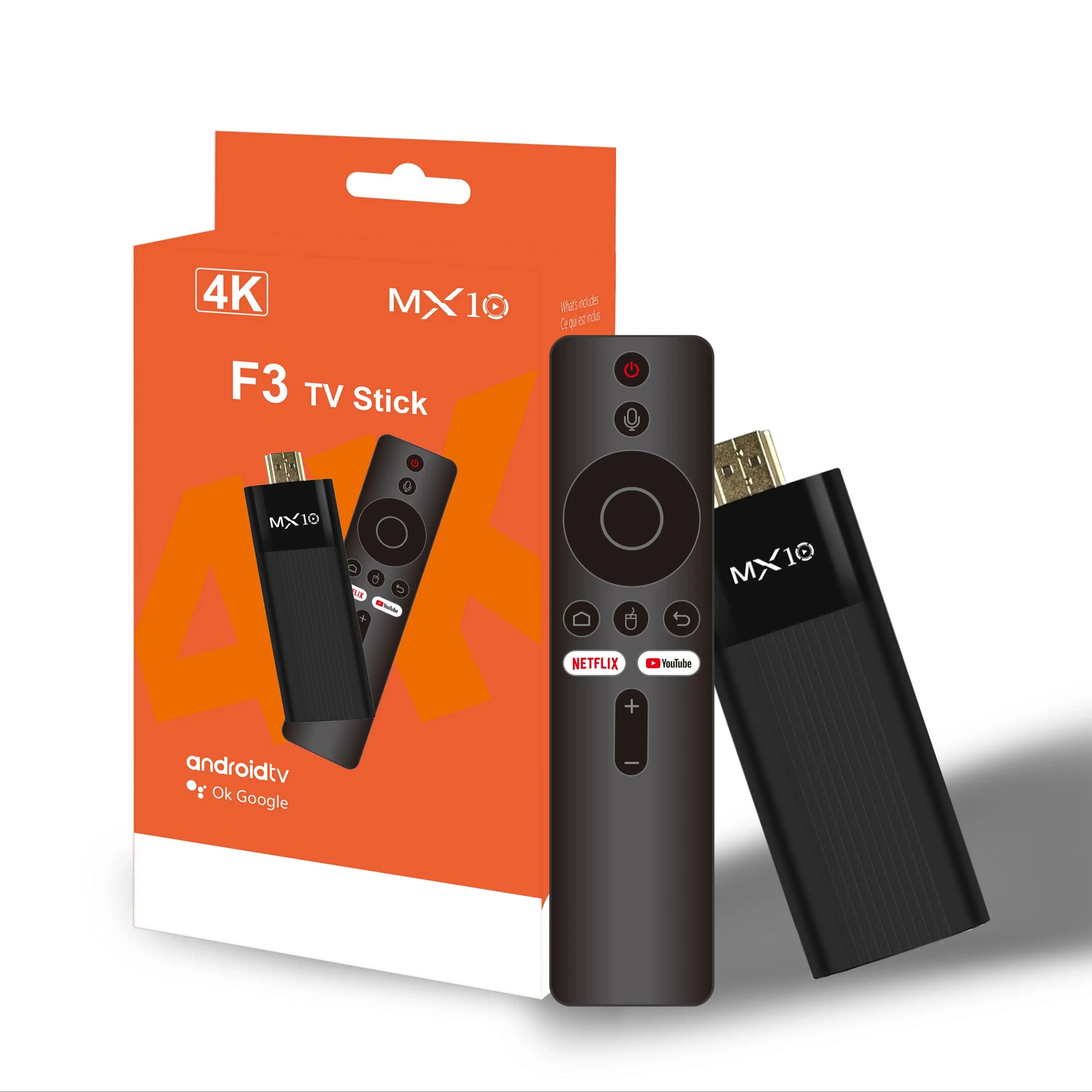 TV Stick Android 4K Ultra HD MX10-F3 | Quad Core H313 | WiFi Dual Banda 2.4/5G | 2GB RAM 16GB ROM